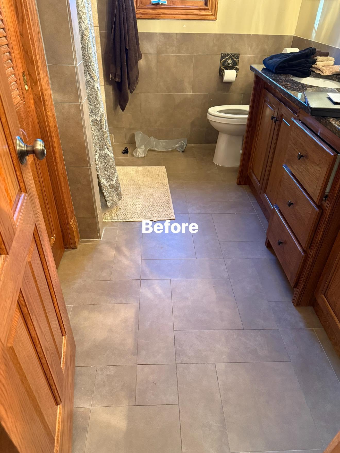 Bathroom Tile Floor — View 2 — Before